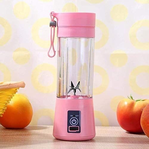 خلاط وعصارة بتصميم محمول قابل للشحن مزود بعدد 6 شفرات 380 ml 1000 W HM-03 وردي